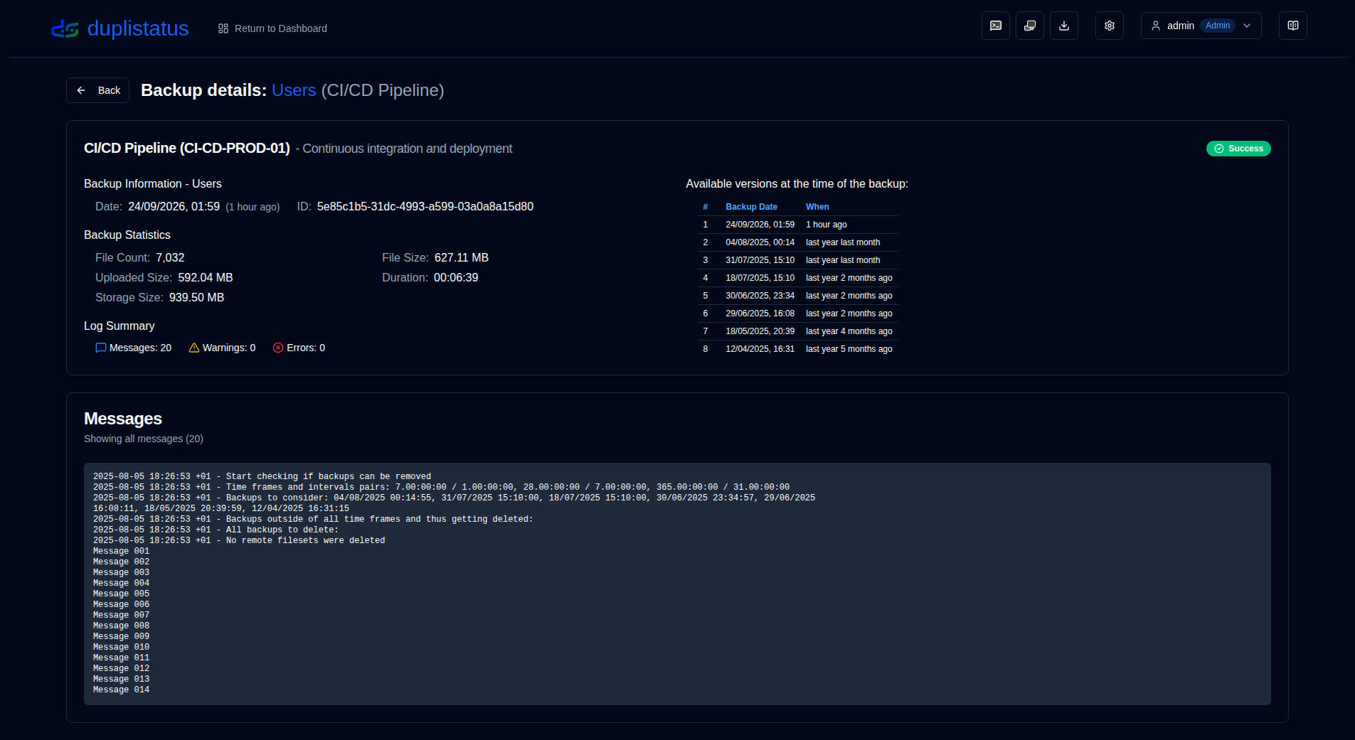 Backup Details