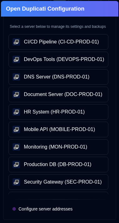 Duplicati configuration