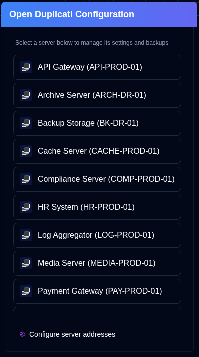 Duplicati configuration