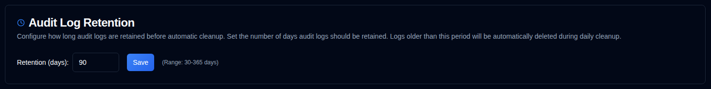 Audit Log Retention