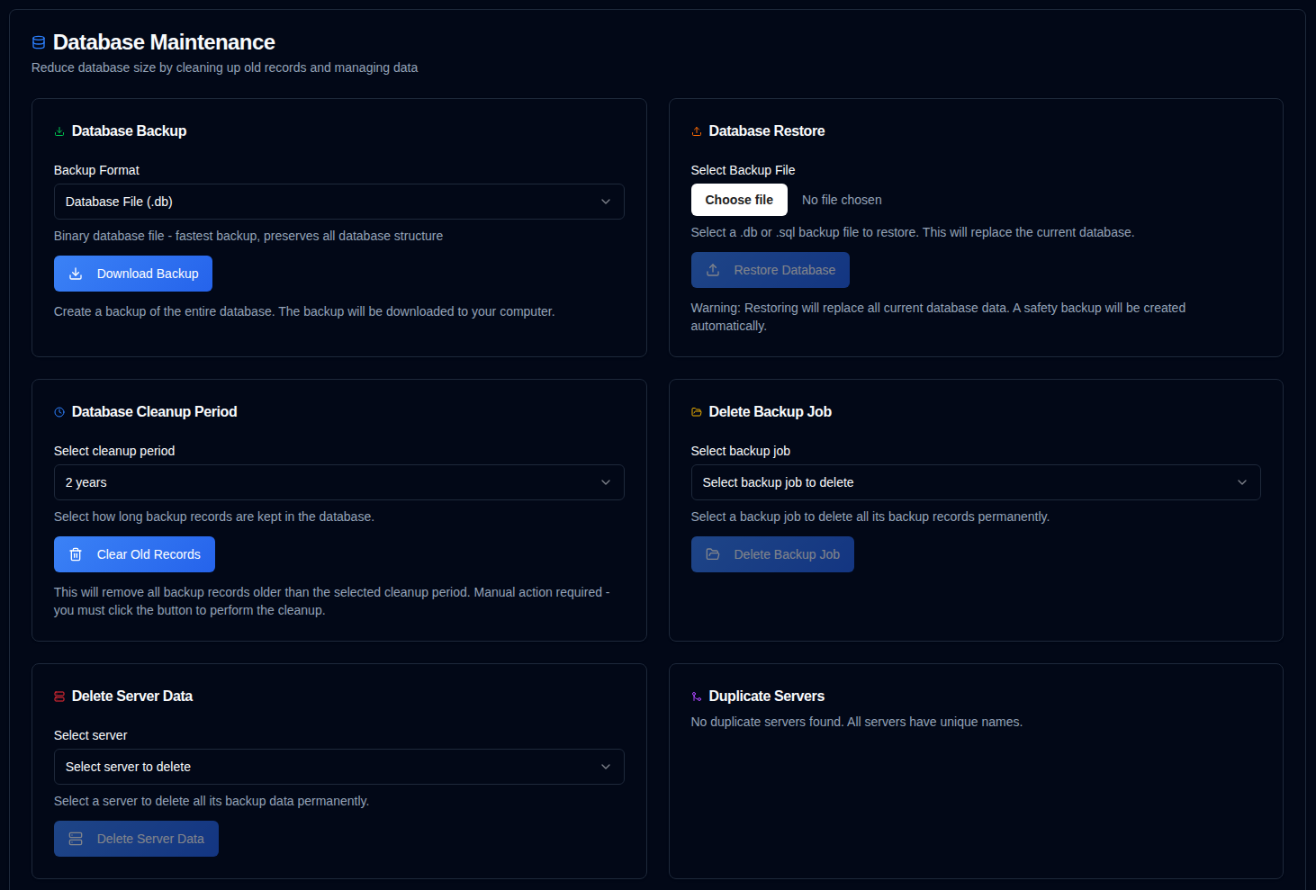 Database maintenance