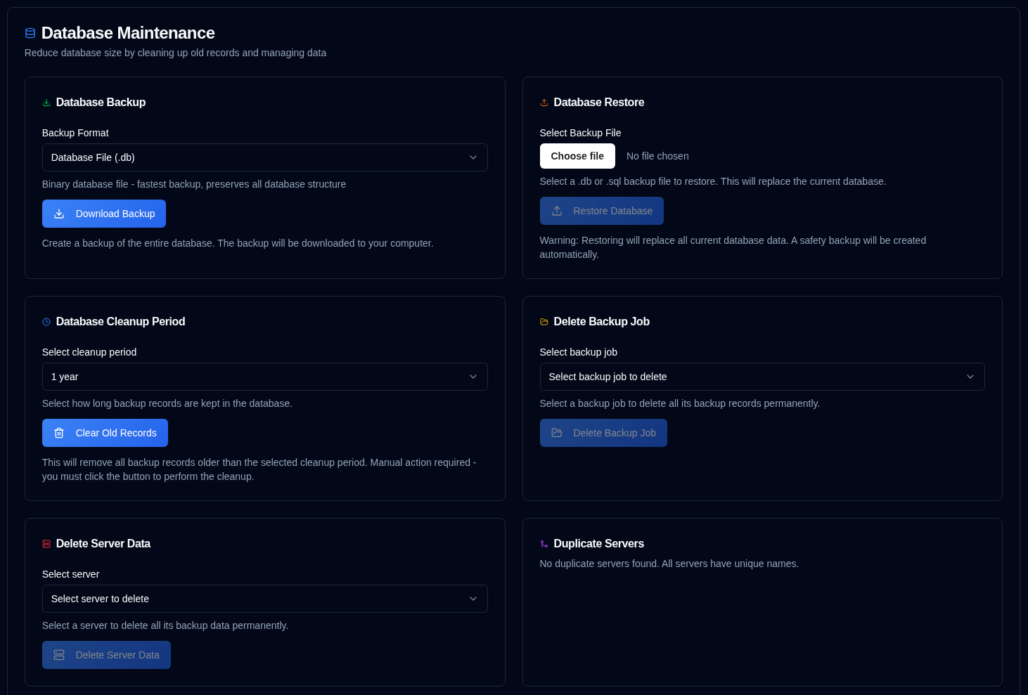 Database maintenance