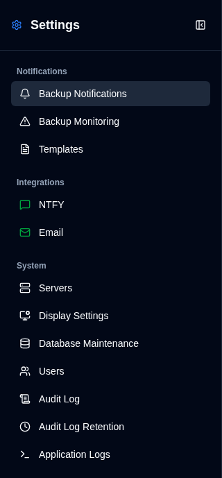 Settings Sidebar - Admin View
