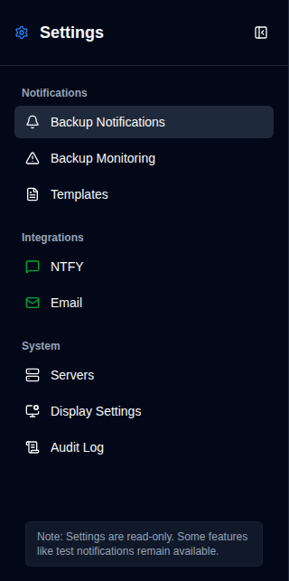 Settings Sidebar - Non-Admin View