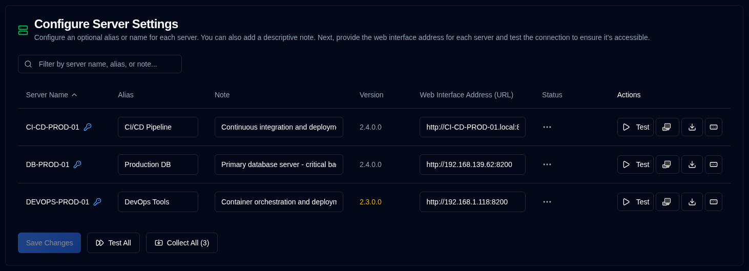 server settings