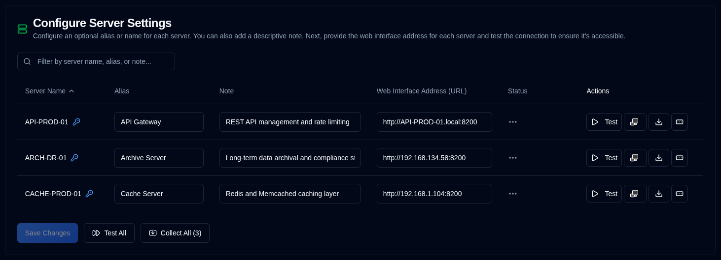server settings