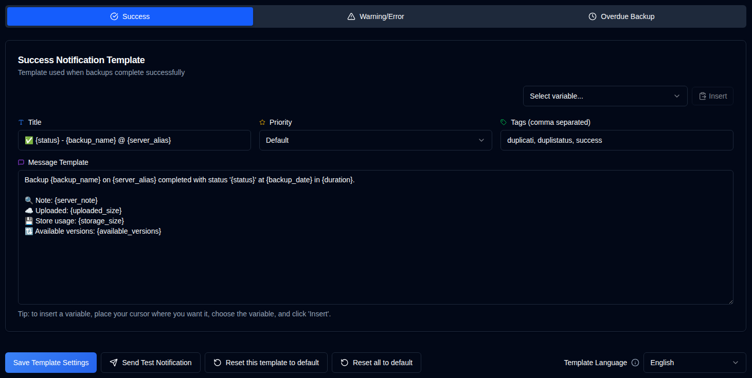 notification templates