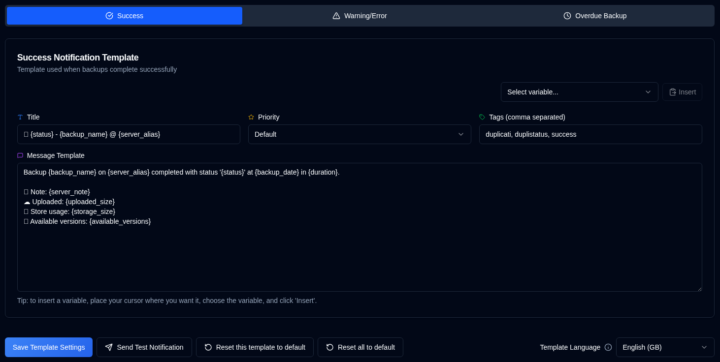 notification templates