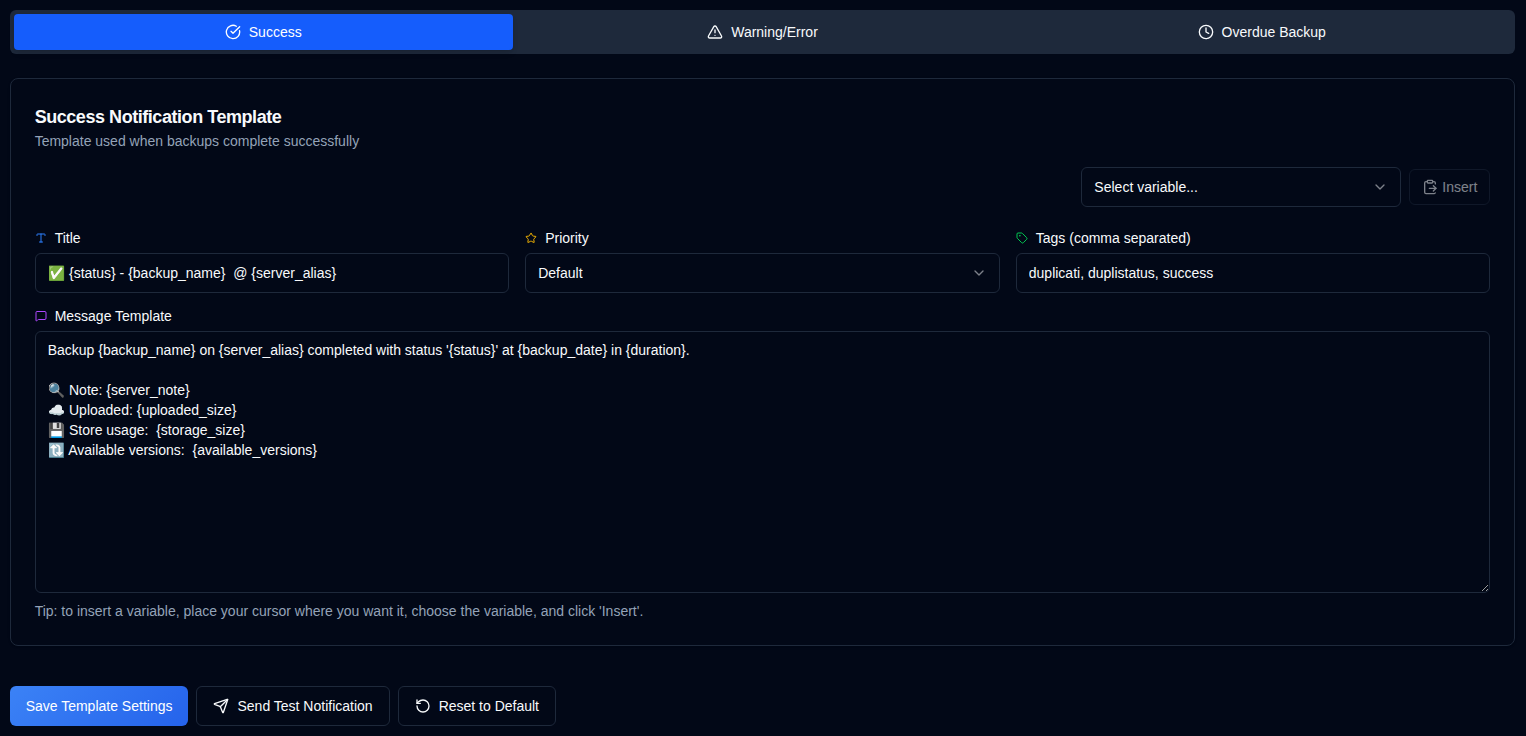 notification templates