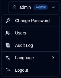 User Menu - Admin