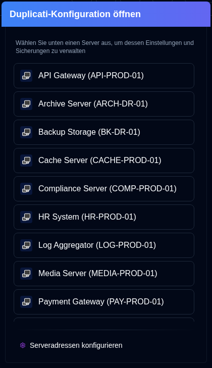 Duplicati configuration