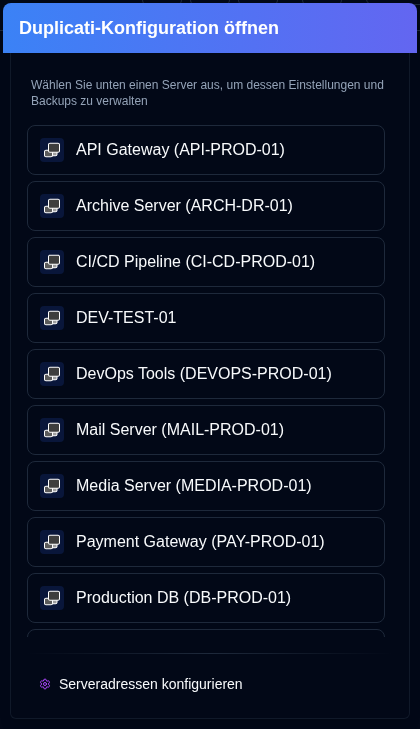 Duplicati configuration