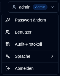 User Menu - Admin