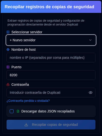 Collect Backup Logs Popup