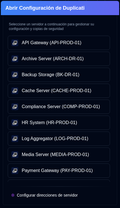 Duplicati configuration