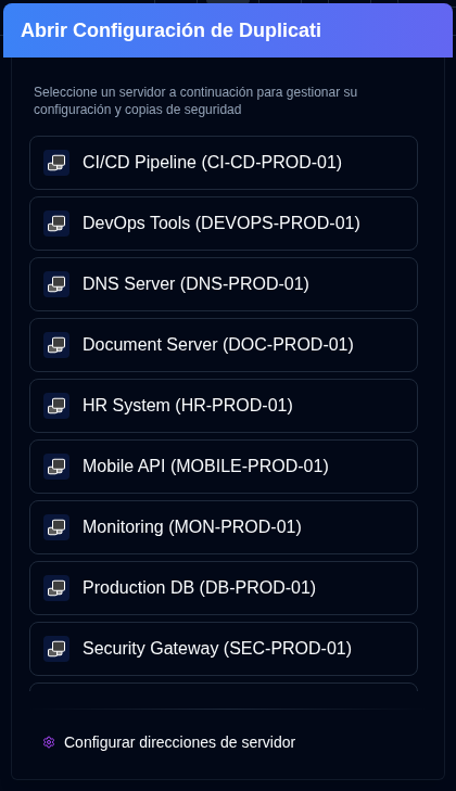 Configuración de Duplicati