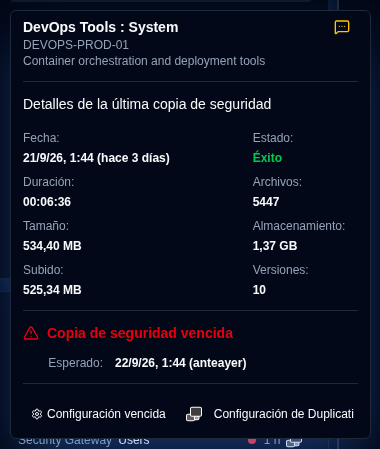 Detalles de vencimiento