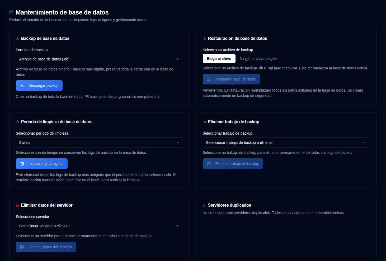 Database maintenance