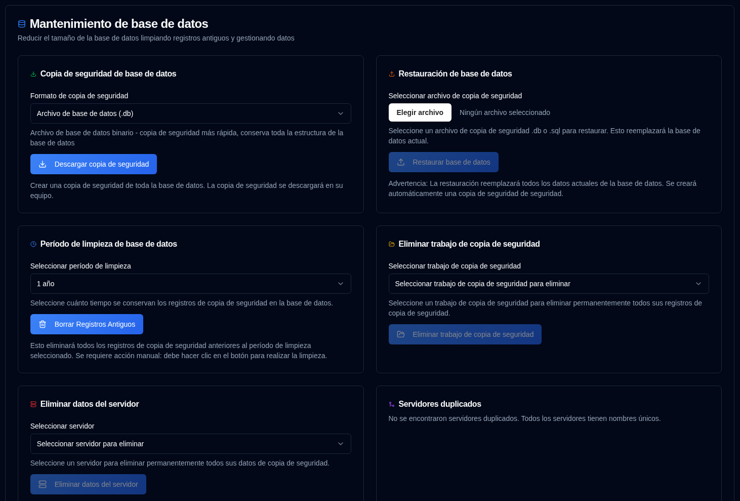 Database maintenance