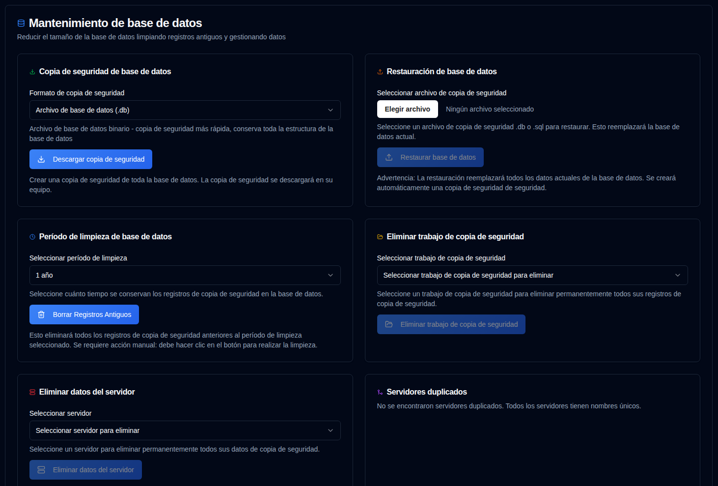 Mantenimiento de base de datos