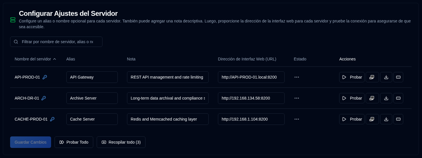 server settings