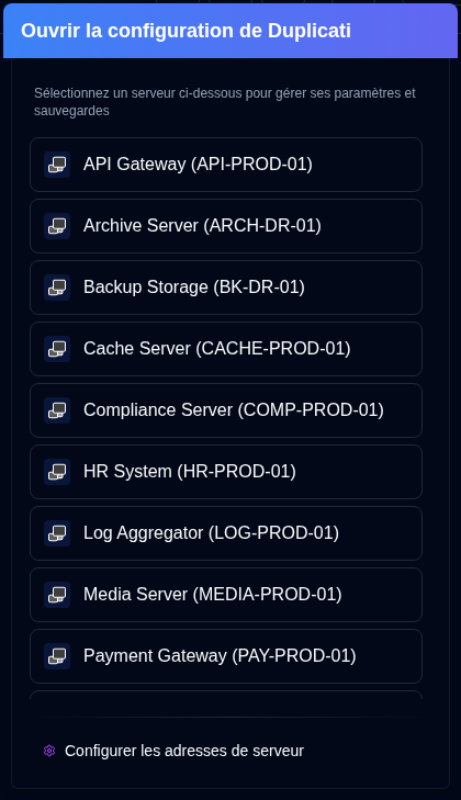 Duplicati configuration