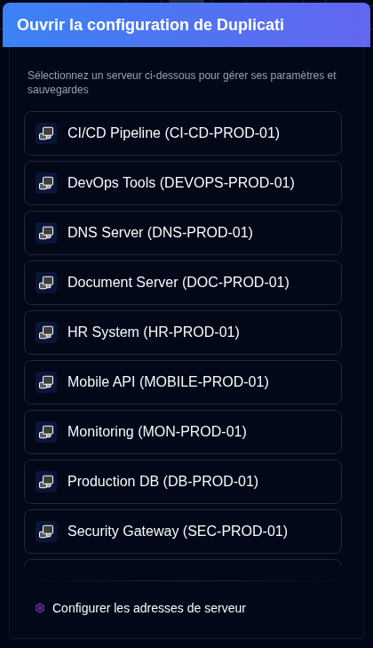 Configuration de Duplicati