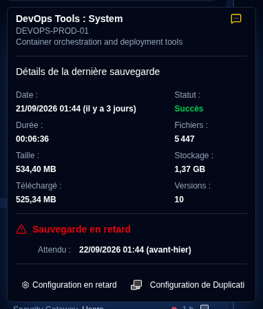sauvegardes en retard