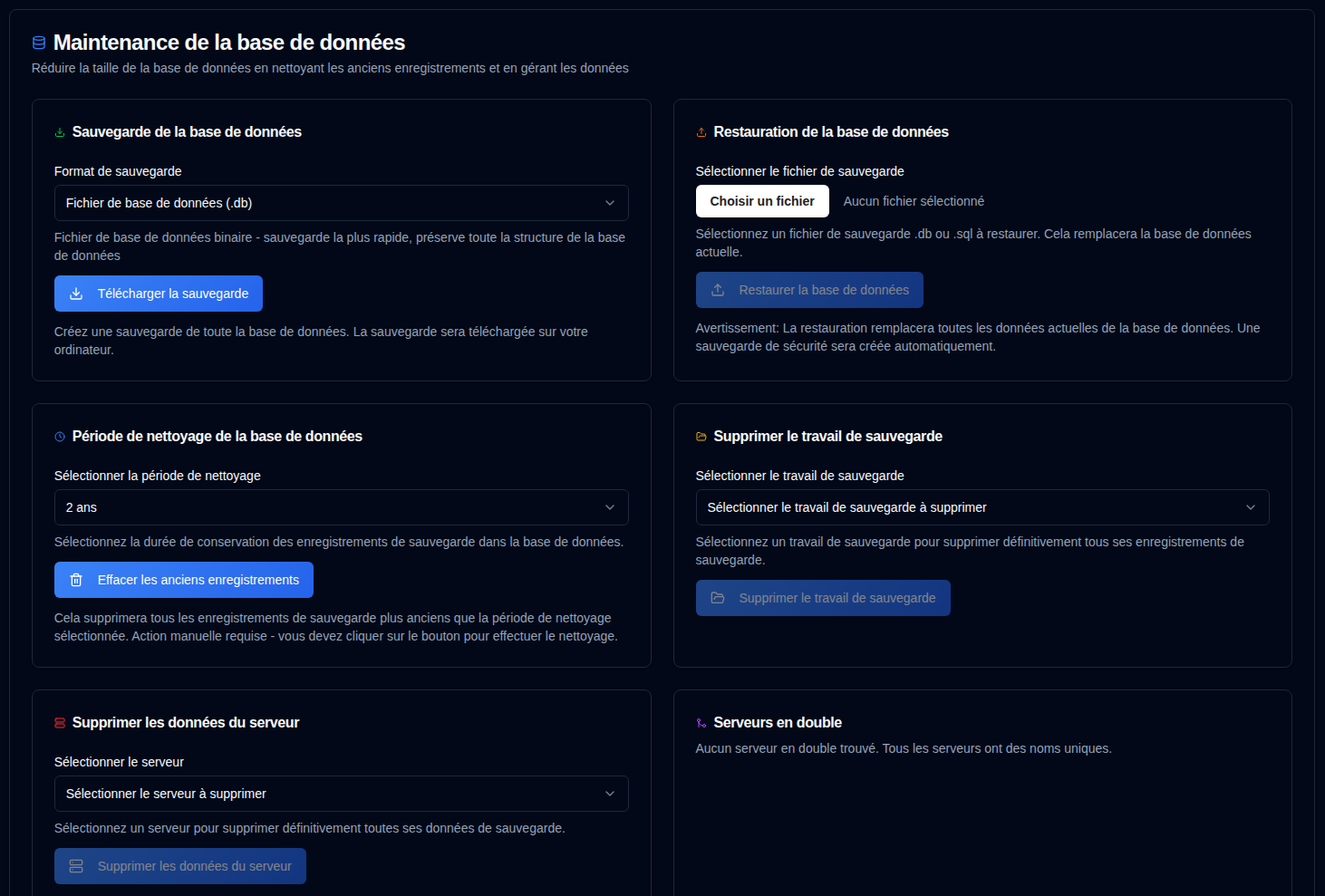 Database maintenance