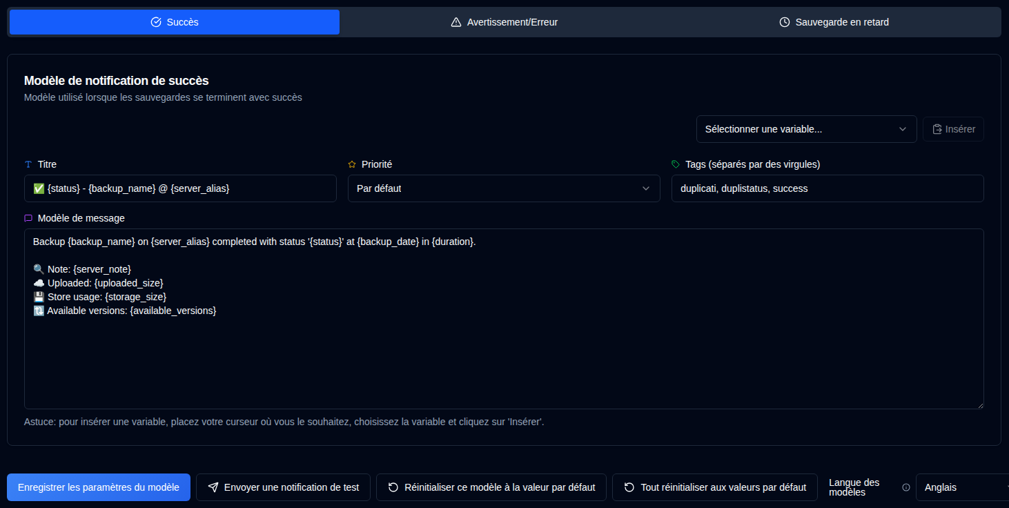 notification templates