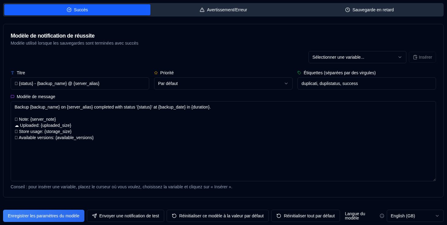 notification templates