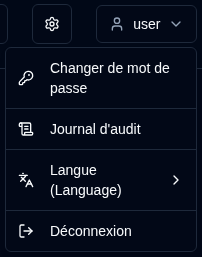 Menu utilisateur - Utilisateur