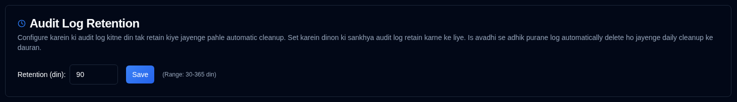 Audit Log Retention