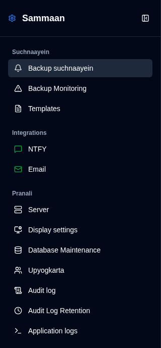 Settings Sidebar - Admin View