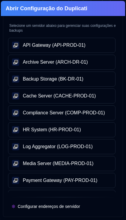 Duplicati configuration