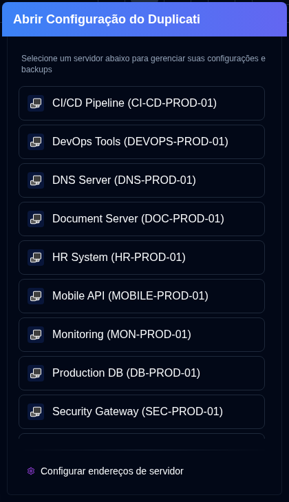 Configuração do Duplicati
