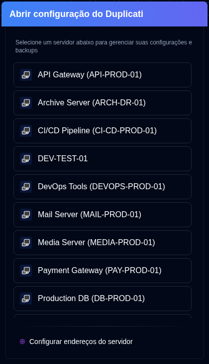 Duplicati configuration