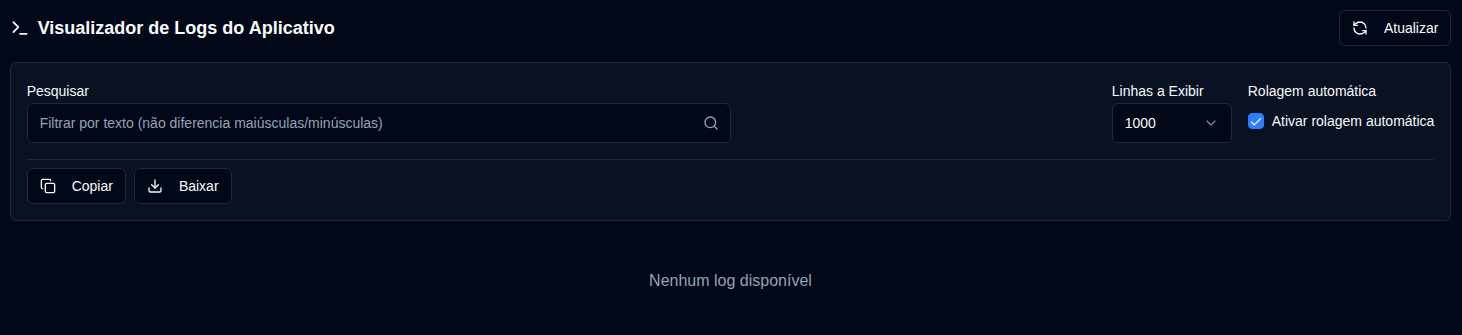 Visualizador de Logs do Aplicativo