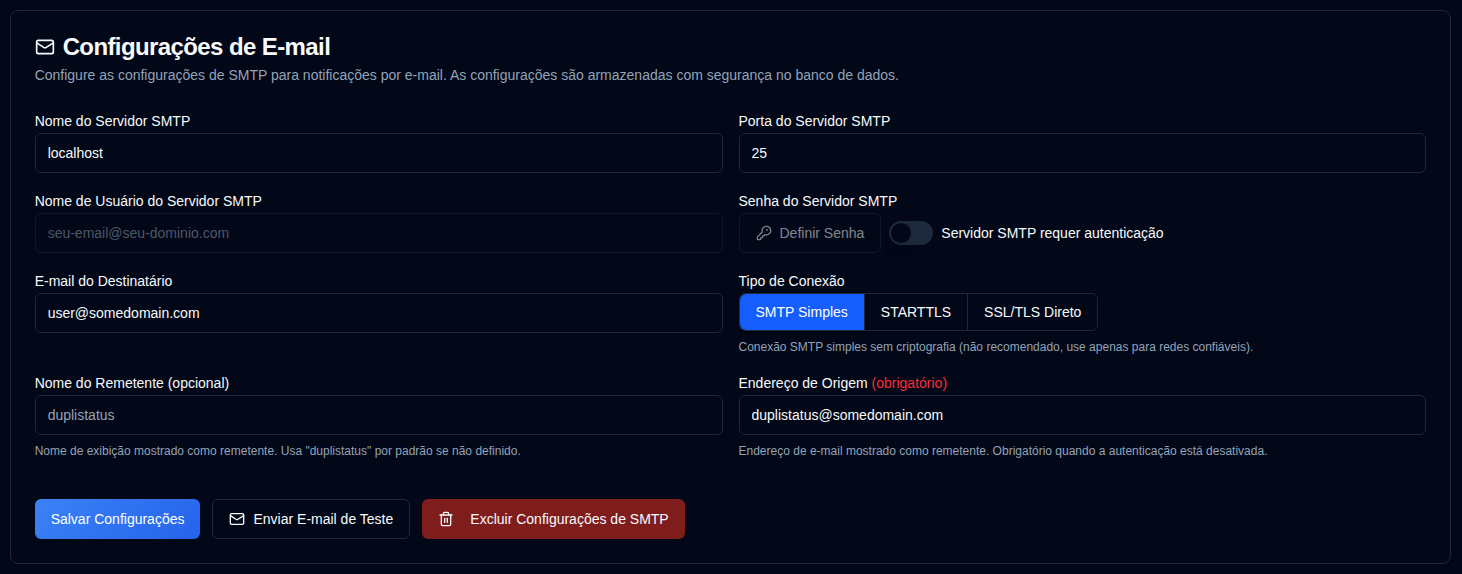 Configuração de E-mail