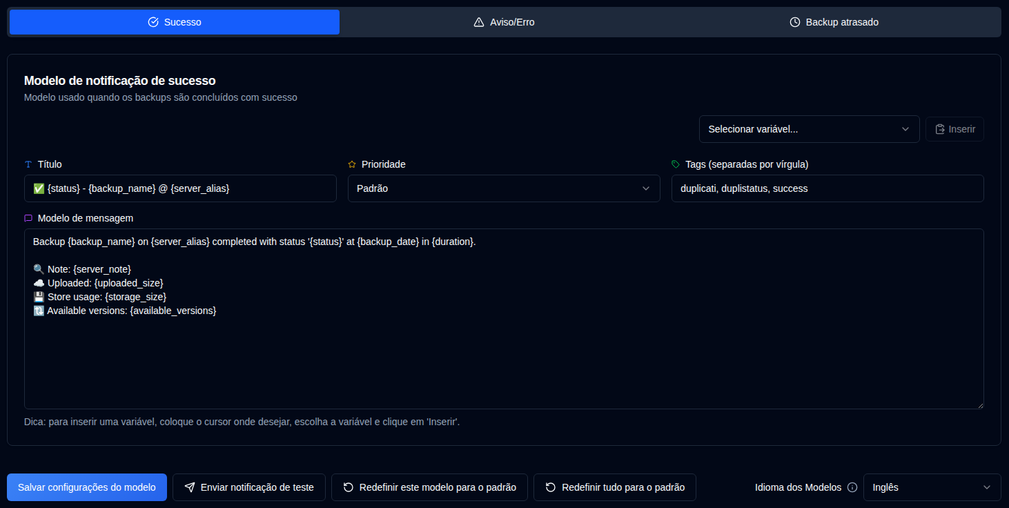 notification templates