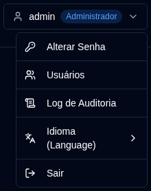 Menu do Usuário - Administrador