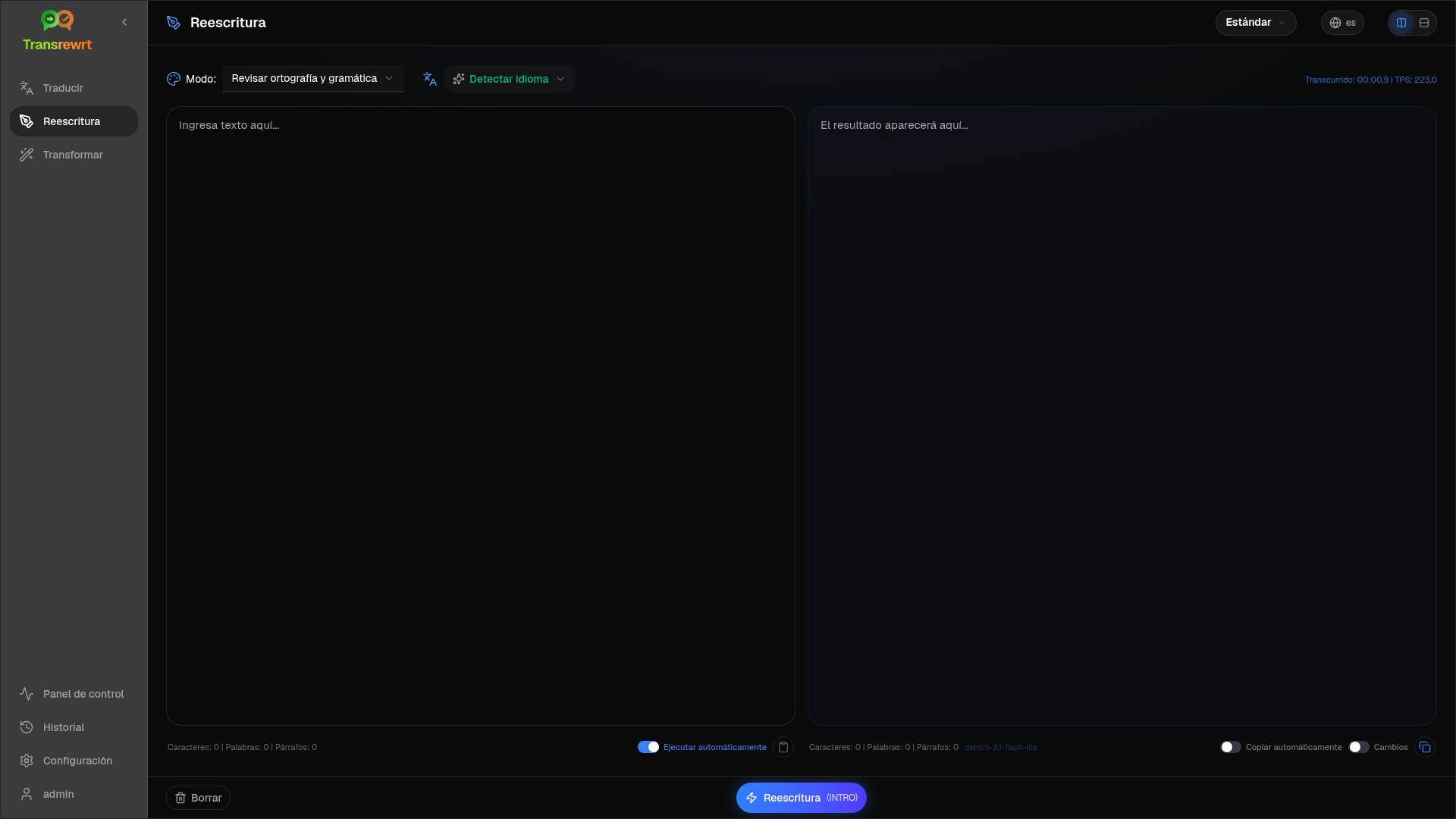 Espacio de trabajo de reescritura
