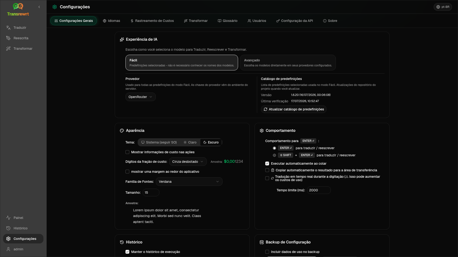 Guia Configurações Gerais